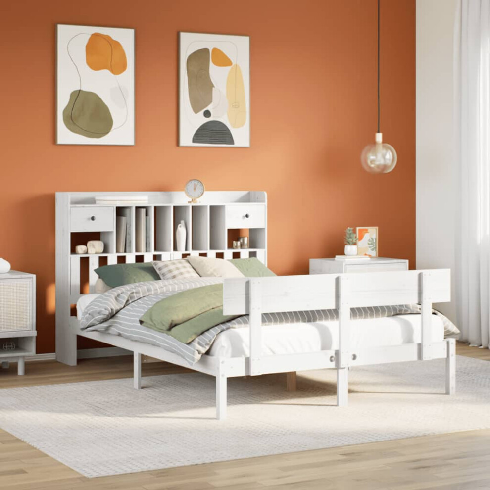 Vidaxl Bookcase Bed Without Mattress White 150X200 Cm King Solid Wood Pine