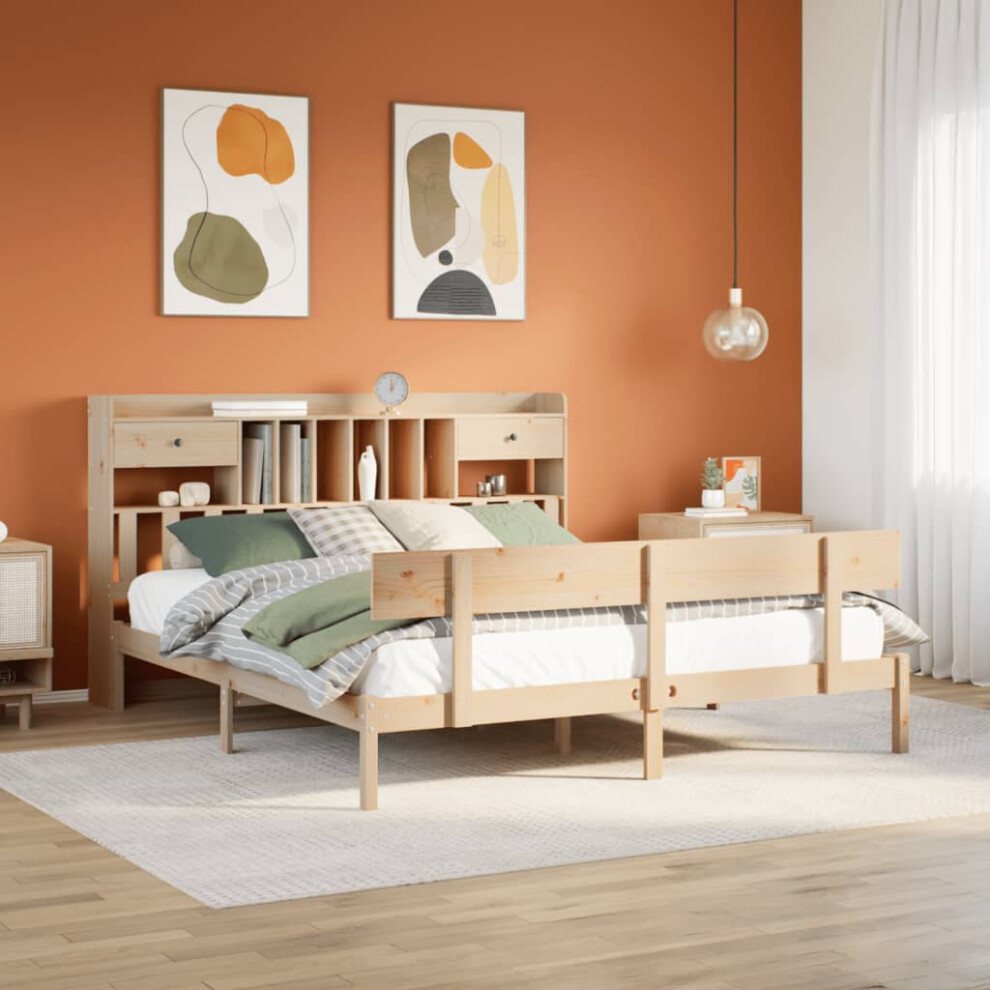 Vidaxl Bookcase Bed Without Mattress 180X200 Cm Super King Solid Wood Pine
