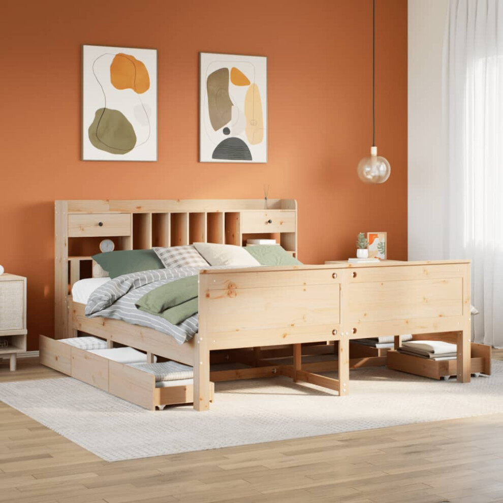 Vidaxl Bookcase Bed Without Mattress 180X200 Cm Super King Solid Wood Pine