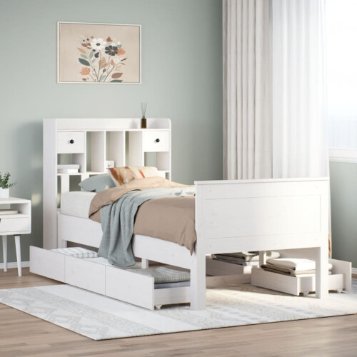 VidaXL vidaXL Bookcase Bed without Mattress White 90x190 cm Single Solid Wood Pine