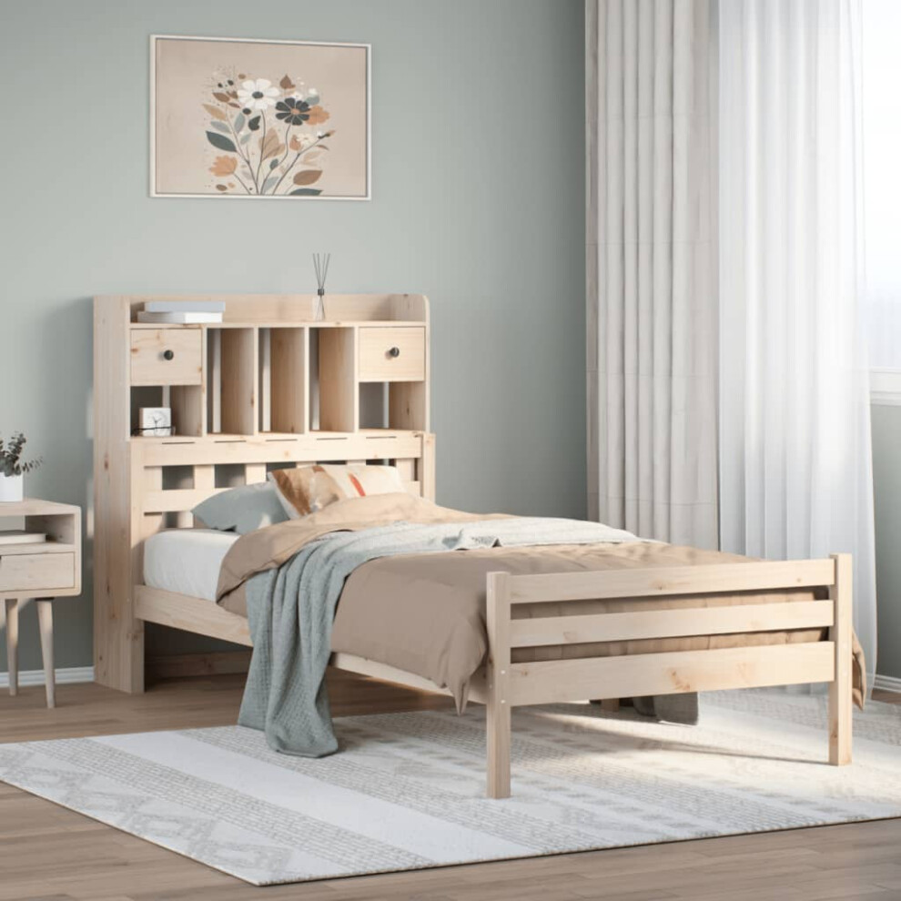 vidaXL Bookcase Bed without Mattress 75x190 cm Small Single Solid Wood Pine