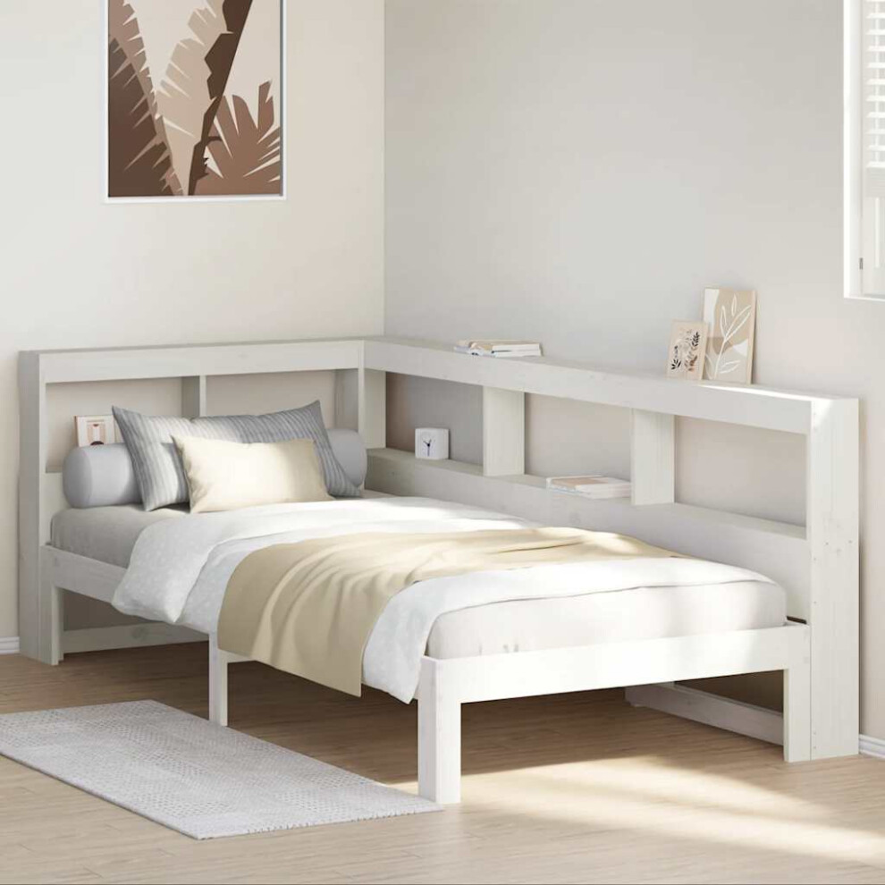 vidaXL Bookcase Bed without Mattress White 90x190 cm Single Solid Wood Pine