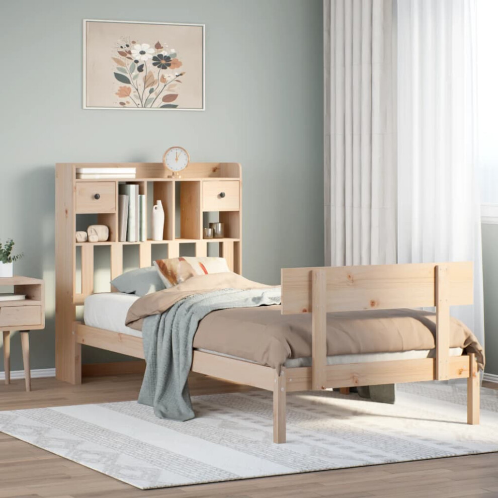 vidaXL Bookcase Bed without Mattress 75x190 cm Small Single Solid Wood Pine