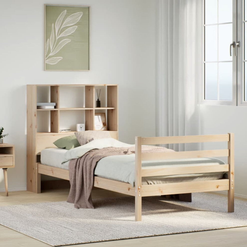 vidaXL Bookcase Bed without Mattress 75x190 cm Small Single Solid Wood Pine