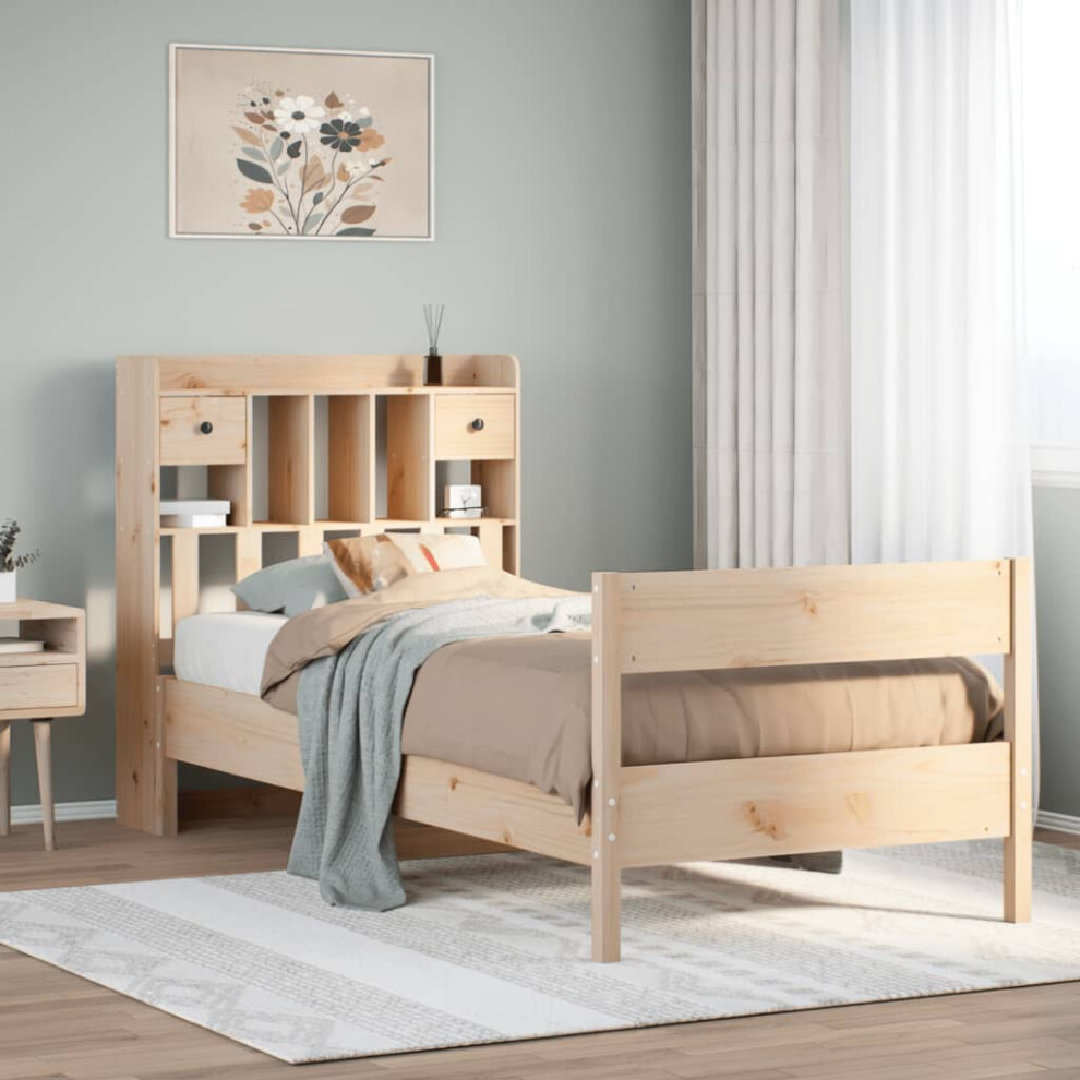 Vidaxl Bookcase Bed Without Mattress 75X190 Cm Small Single Solid Wood Pine