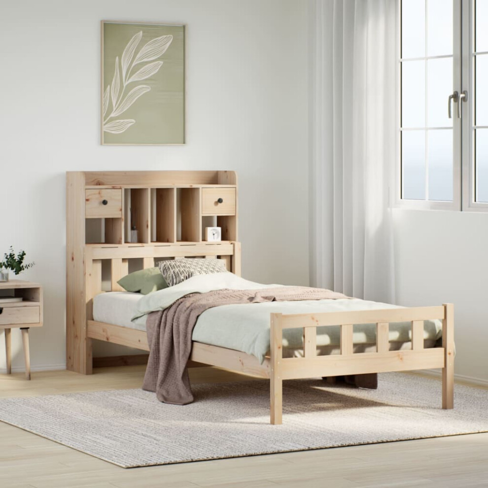 vidaXL Bookcase Bed without Mattress 75x190 cm Small Single Solid Wood Pine