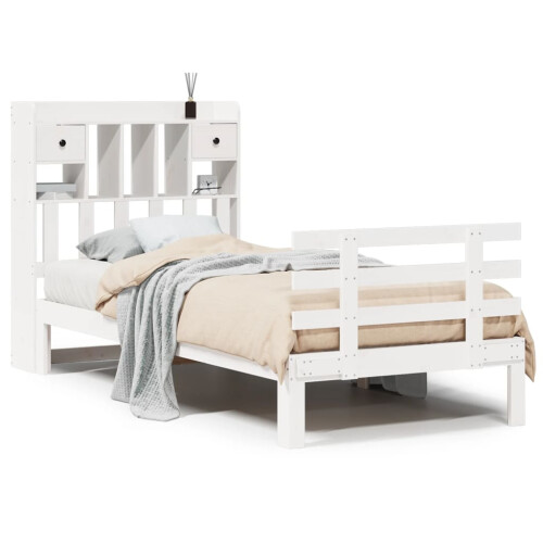 VidaXL vidaXL Bookcase Bed without Mattress White 90x190 cm Single Solid Wood Pine 1