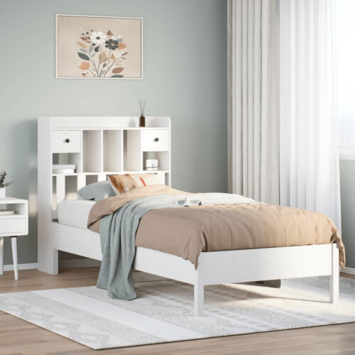 VidaXL vidaXL Bookcase Bed without Mattress White 90x190 cm Single Solid Wood Pine