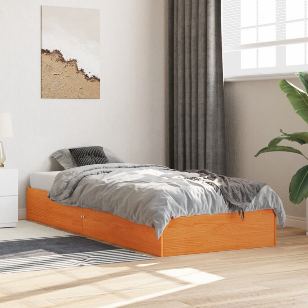 Vidaxl Bed Frame Bedstead Bed Base Wax Brown 90X190 Cm Single Solid Wood Pine