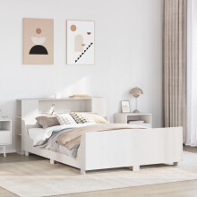 vidaXL Bed Frame without Mattress White 150x200 cm King Size Solid Wood Pine