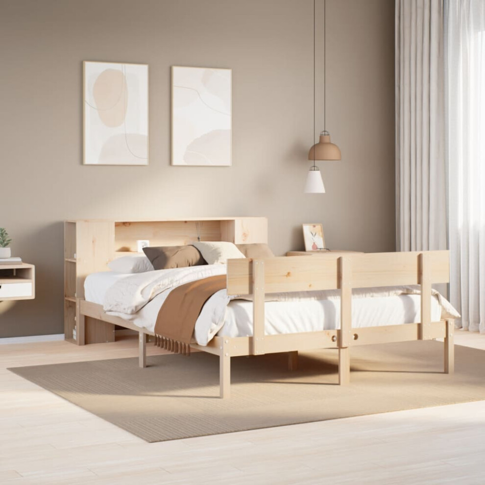 Vidaxl Bookcase Bed Without Mattress 120X190 Cm Double Solid Wood Pine Small