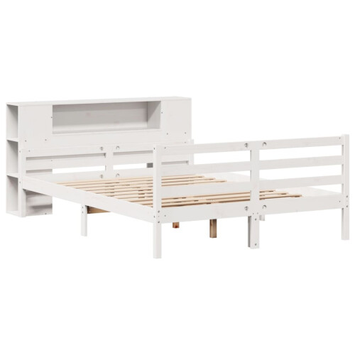VidaXL vidaXL Bookcase Bed without Mattress White 135x190 cm Double Solid Wood Pine 2