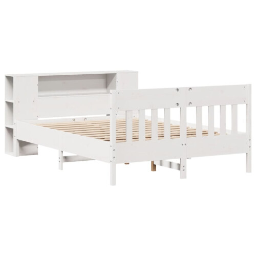 VidaXL vidaXL Bookcase Bed without Mattress White 135x190 cm Double Solid Wood Pine 2