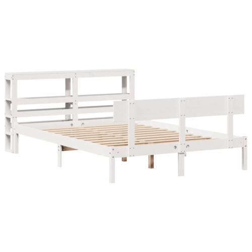 VidaXL vidaXL Bed Frame with Headboard White 150x200 cm King Size Solid Wood Pine 2