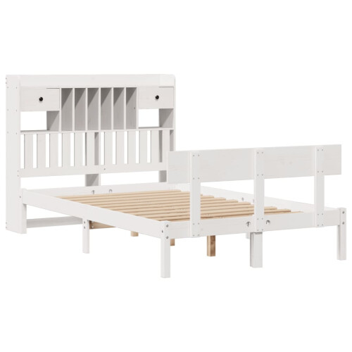 VidaXL vidaXL Bookcase Bed without Mattress White 135x190 cm Double Solid Wood Pine 2
