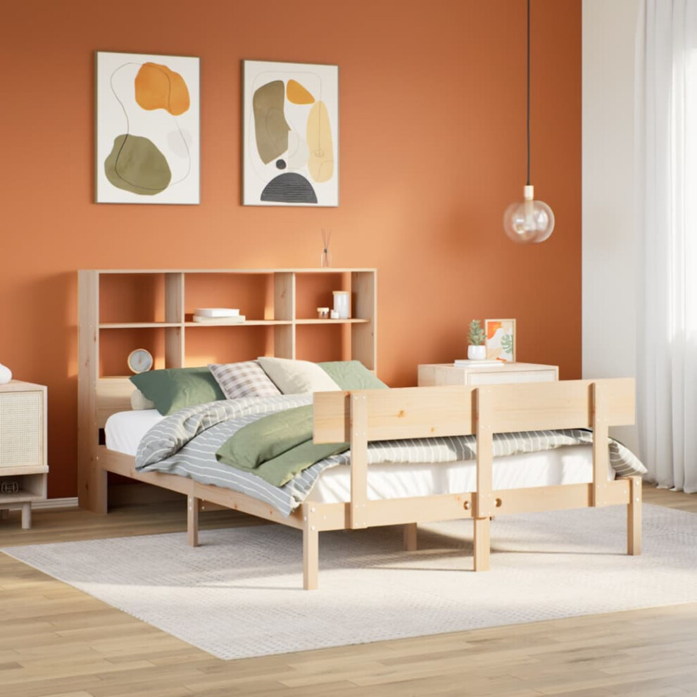 Vidaxl Bookcase Bed Without Mattress 120X190 Cm Double Solid Wood Pine Small