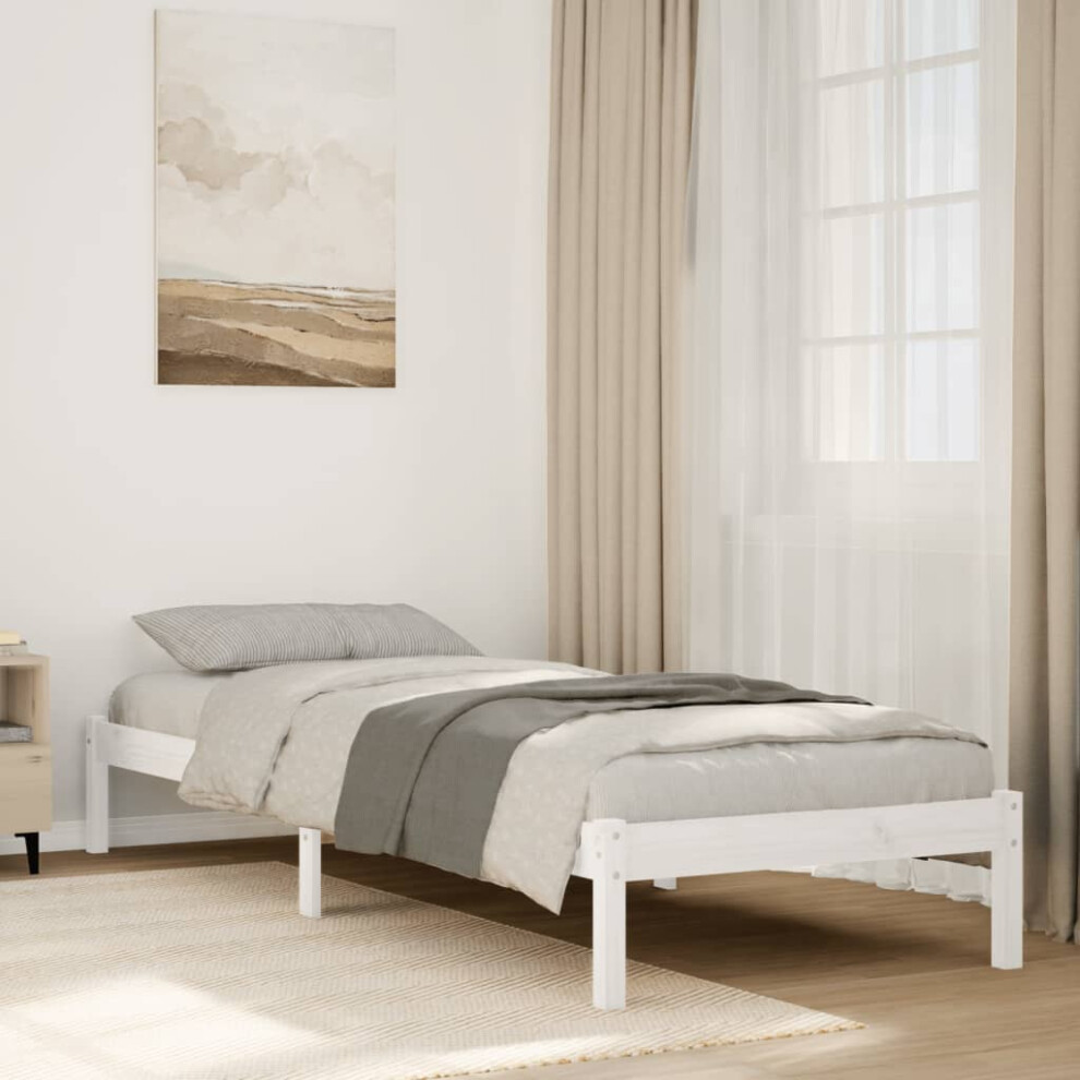 vidaXL Extra Long Bed Frame without Mattress White 90x210 cm Solid Wood Pine