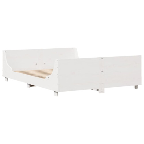 VidaXL vidaXL Bed Frame with Headboard White 150x200 cm King Size Solid Wood Pine 2