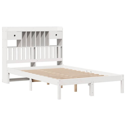 VidaXL vidaXL Bookcase Bed without Mattress White 135x190 cm Double Solid Wood Pine 2