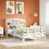 VidaXL vidaXL Bookcase Bed without Mattress White 135x190 cm Double Solid Wood Pine 1
