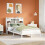 VidaXL vidaXL Bookcase Bed without Mattress White 135x190 cm Double Solid Wood Pine 1