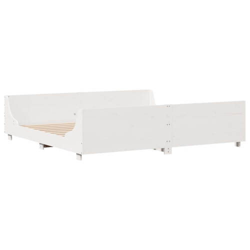 VidaXL vidaXL Bed Frame with Headboard White 180x200 cm Super King Solid Wood Pine 2