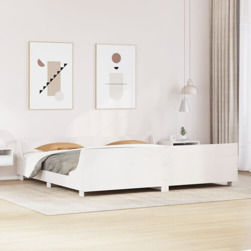 VidaXL vidaXL Bed Frame with Headboard White 180x200 cm Super King Solid Wood Pine