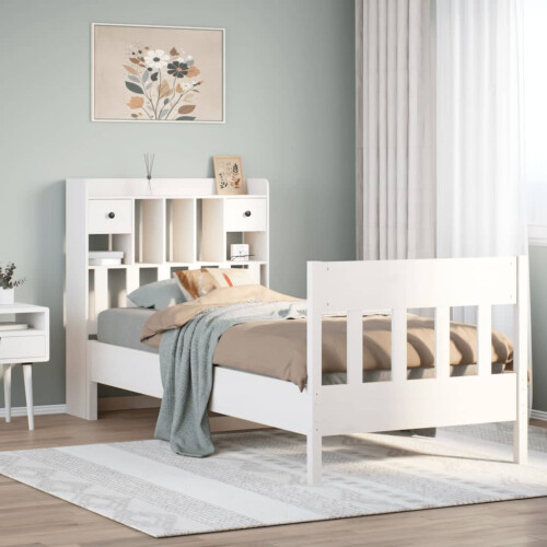 VidaXL vidaXL Bed Frame without Mattress White 75x190 cm Small Single Solid Wood Pine