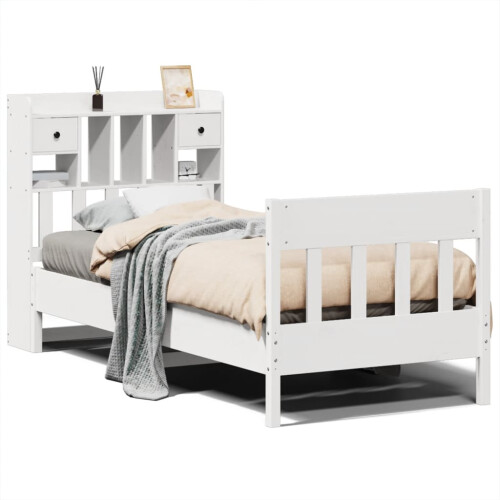 VidaXL vidaXL Bed Frame without Mattress White 75x190 cm Small Single Solid Wood Pine 1