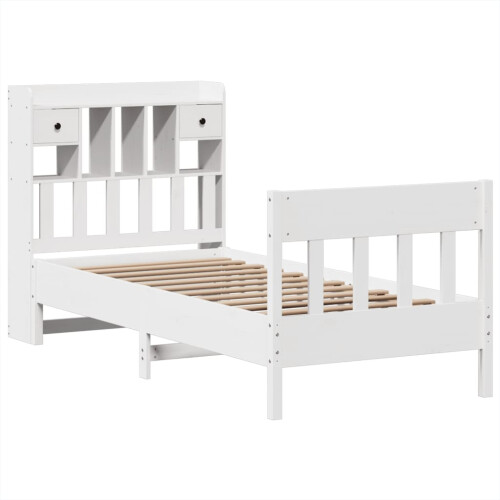 VidaXL vidaXL Bed Frame without Mattress White 75x190 cm Small Single Solid Wood Pine 2
