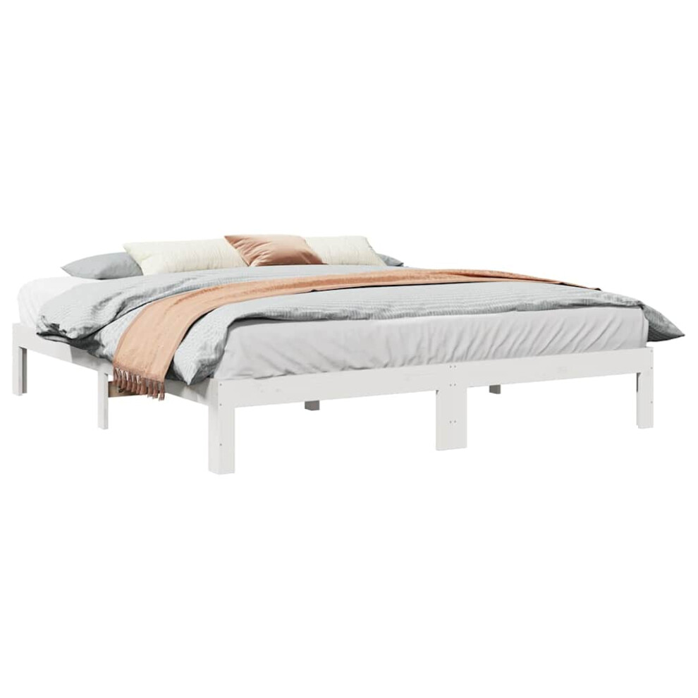 Vidaxl Bed Frame Without Mattress White 180X200 Cm Super King Solid Wood Pine