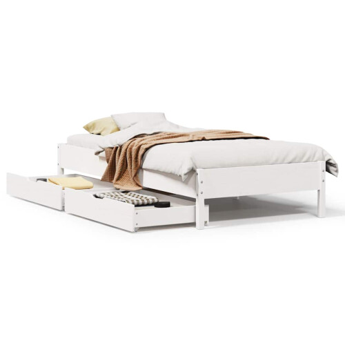 VidaXL vidaXL Bed Frame Home Bed Base White 75x190 cm Small Single Solid Wood Pine 1