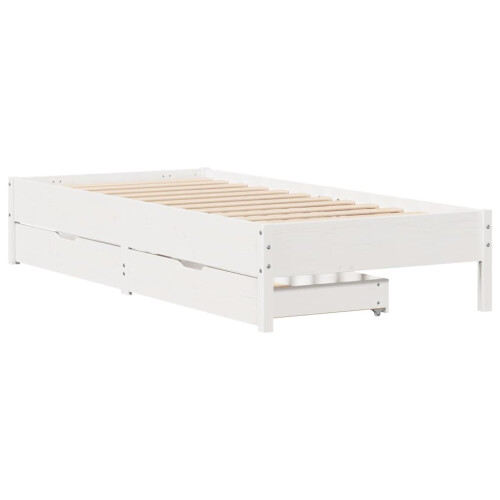 VidaXL vidaXL Bed Frame Home Bed Base White 75x190 cm Small Single Solid Wood Pine 2