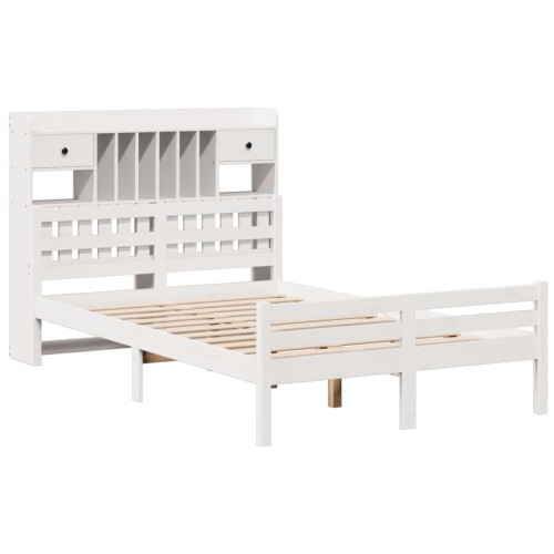 VidaXL vidaXL Bookcase Bed without Mattress White 135x190 cm Double Solid Wood Pine 2
