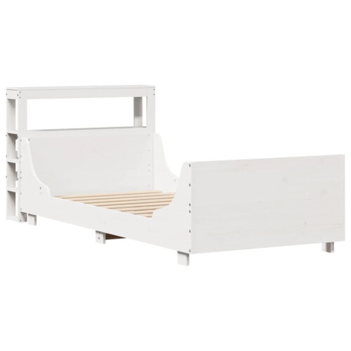 VidaXL vidaXL Bed Frame with Headboard White 75x190 cm Small Single Solid Wood Pine 2