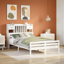 vidaXL Bookcase Bed without Mattress White 135x190 cm Double Solid Wood Pine