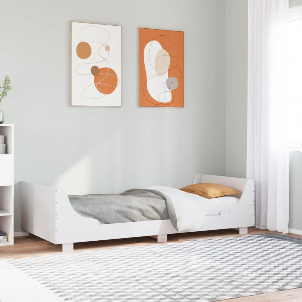 Vidaxl Bed Frame With Headboard White 75X190 Cm Small Single Solid Wood Pine