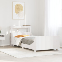 vidaXL Bed Frame with Headboard White 75x190 cm Small Single Solid Wood Pine