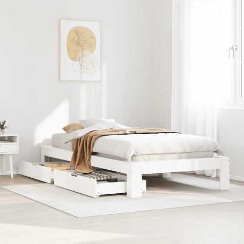 VidaXL vidaXL Bed Frame without Mattress White 75x190 cm Small Single Solid Wood Pine