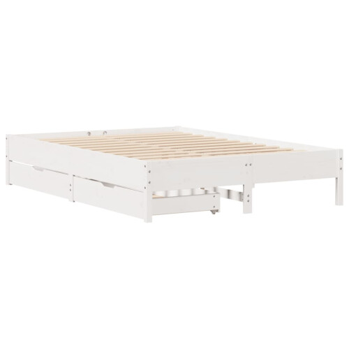 VidaXL vidaXL Bed Frame Home Bed Base White 120x190 cm Small Double Solid Wood Pine 2