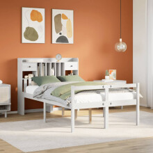 vidaXL Bookcase Bed without Mattress White 135x190 cm Double Solid Wood Pine