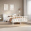 VidaXL vidaXL Bookcase Bed without Mattress Bed Base White King Size Solid Wood Pine 1