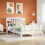 VidaXL vidaXL Bookcase Bed without Mattress Bed Base White King Size Solid Wood Pine 1