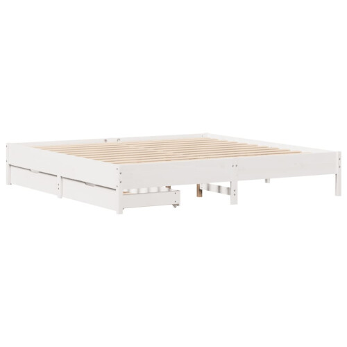 VidaXL vidaXL Bed Frame Home Bed Base White 180x200 cm Super King Solid Wood Pine 2