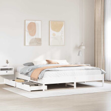 vidaXL Bed Frame Home Bed Base White 180x200 cm Super King Solid Wood Pine