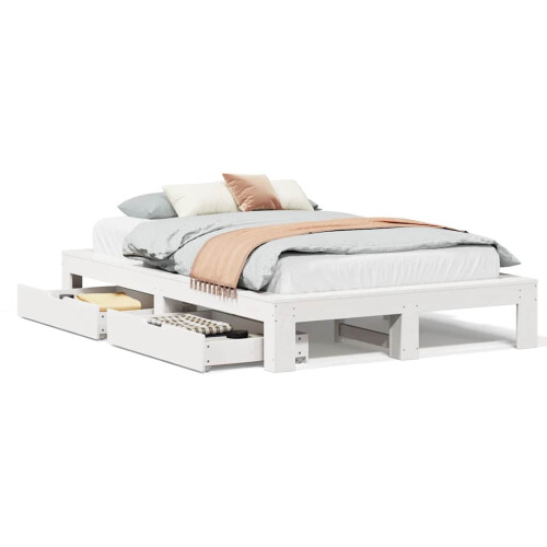 VidaXL vidaXL Bed Frame without Mattress White 120x190 cm Small Double Solid Wood Pine 1