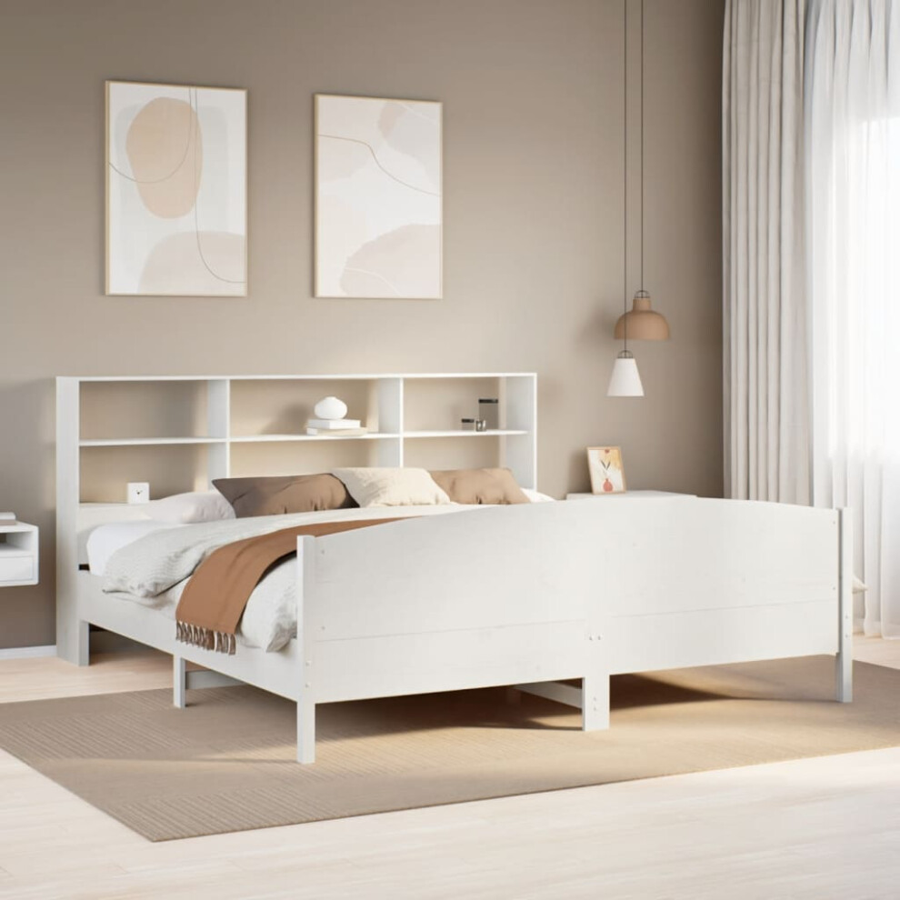 Vidaxl Bookcase Bed Without Mattress Bed White Super King Solid Wood Pine
