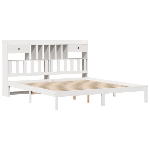 VidaXL vidaXL Bookcase Bed without Mattress Bed White Super King Solid Wood Pine 2