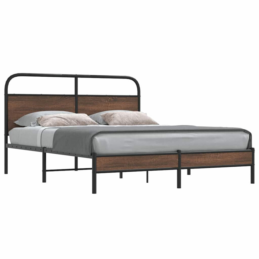 Vidaxl Bed Frame Without Mattress 150X200 Cm King Size Brown Oak Engineered Wood