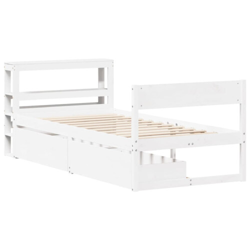 VidaXL vidaXL Bed Frame without Mattress White 75x190 cm Small Single Solid Wood Pine 2